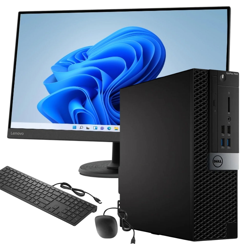 Dell Optiplex 7040-Paket | Intel Core sechste Generation | RAM bis zu 32 GB | SSD bis 1 TB | Windows 11 Pro + 27-Zoll-FullHD-Monitor + Maus- und Tastatur-Kit, das Komplettpaket für Ihr Büro  Dell Optiplex 7040-Paket | Intel Core sechste Generation | RAM bis zu 32 GB | SSD bis 1 TB | Windows 11 Pro + 27-Zoll-FullHD-Monitor + Maus- und Tastatur-Kit, das Komplettpaket für Ihr Büro